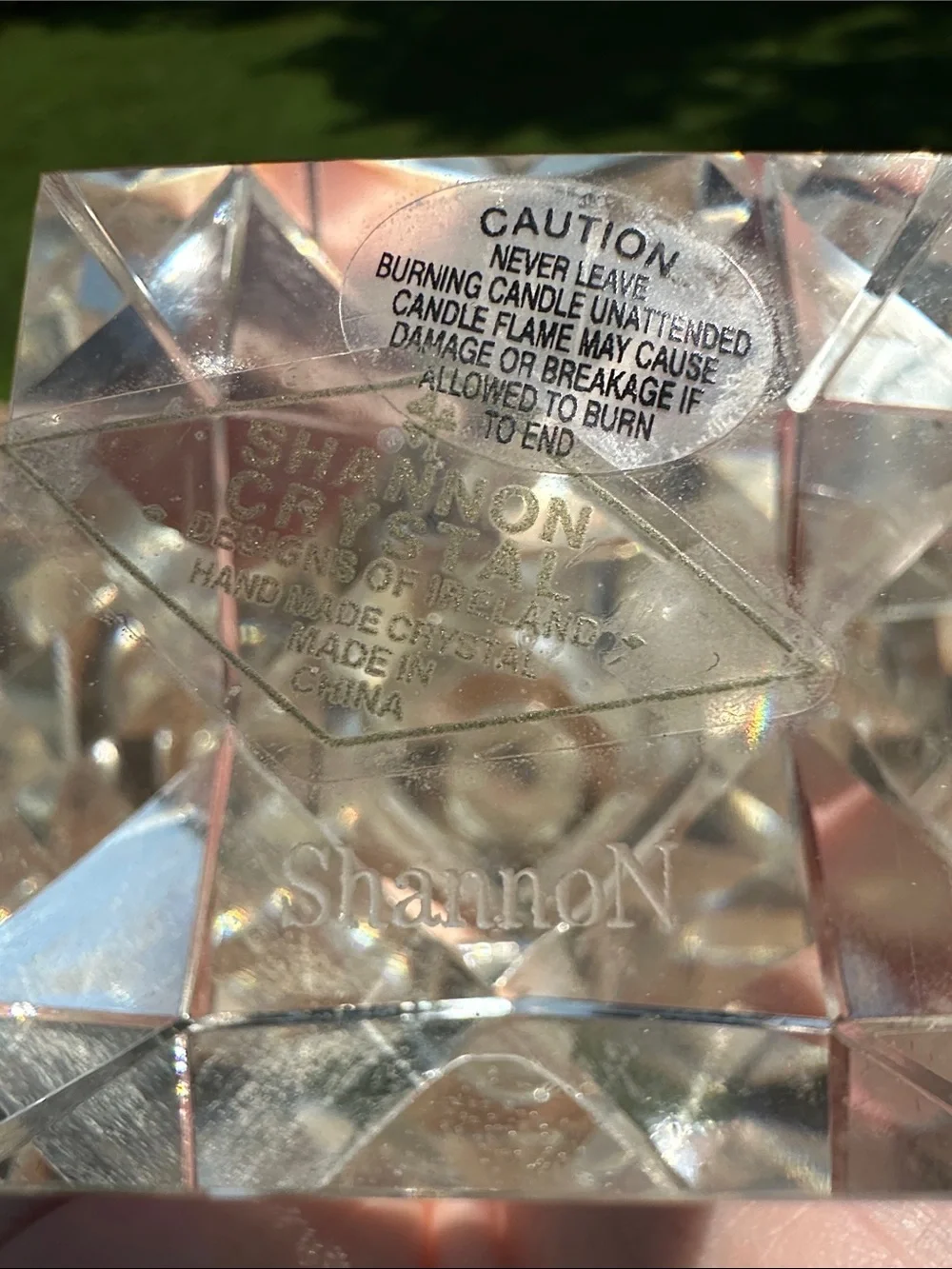 Pair of Post Modern Contemporary Cubist Shannon Crystal Candlestick Holders